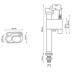 Flomasta A1370 Air Gap Bottom-Entry Fill Valve 1/2" 7 Flomasta A1370 Air Gap Bottom-Entry Fill Valve 1/2" -Pipe Shop 628KT A2