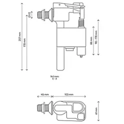 Flomasta A1423 Air Gap Side-Entry Fill Valve 1/2" 7 Flomasta A1423 Air Gap Side-Entry Fill Valve 1/2" -Pipe Shop 672KT A2